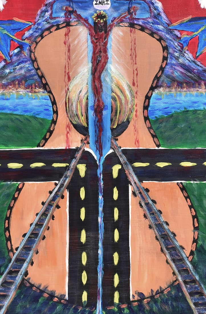 Arthur Kinslow Orginal Painting God-N-Country Expressionism 30 x 40 Inches Signed: Arthur Kinslow ( American, 1955 - ) God-N-Country. Original Acrylic on Canvas.Signed by the artist lower right. Canvas Size 40 x 30 inches. Arthur Kinslow has been involved in art his entire life and 