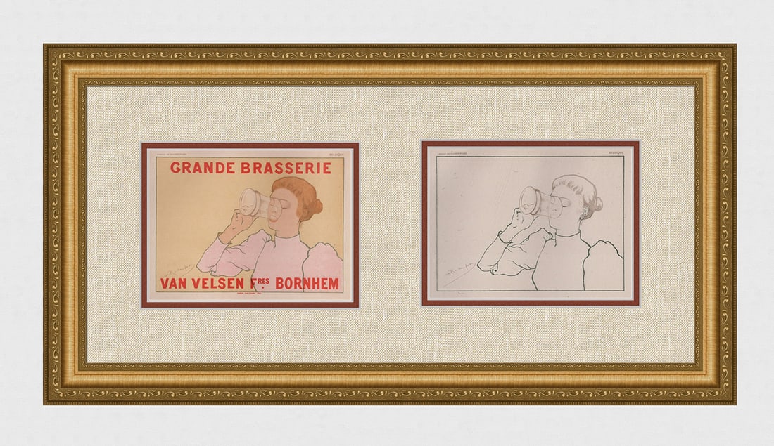 1897 Armand Rassenfosse Grande Brasserie Lithograph one of 25 on Japon with Proof Framed (1 of 9)