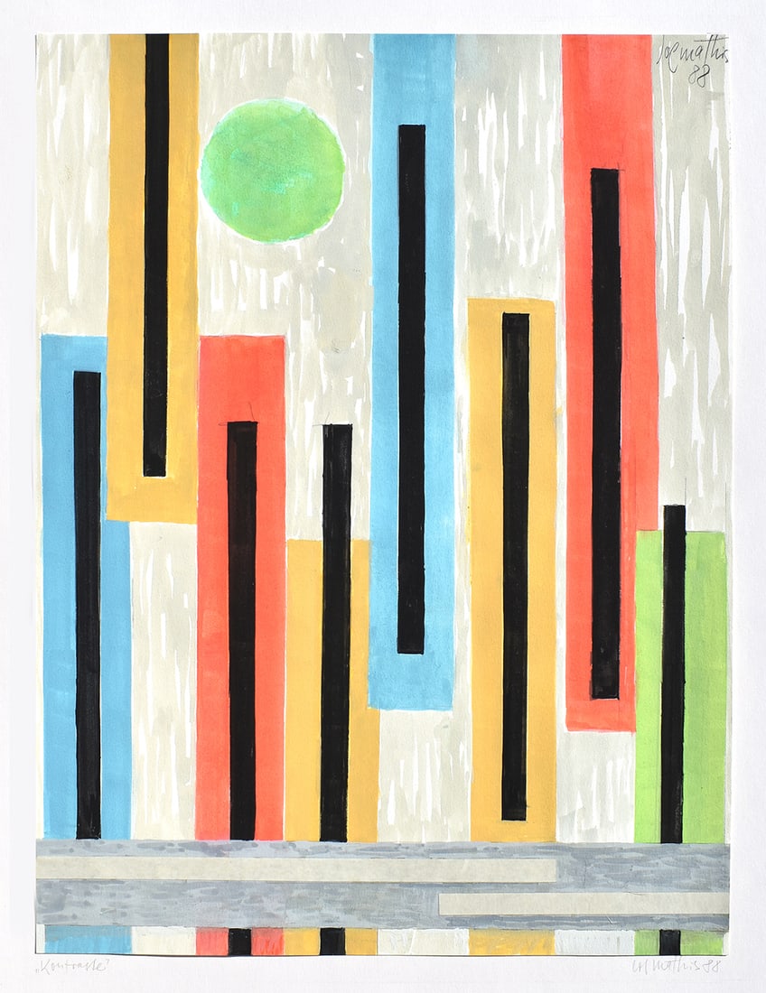 Mathis Original Gouache Contrasts Framed Swiss - 2