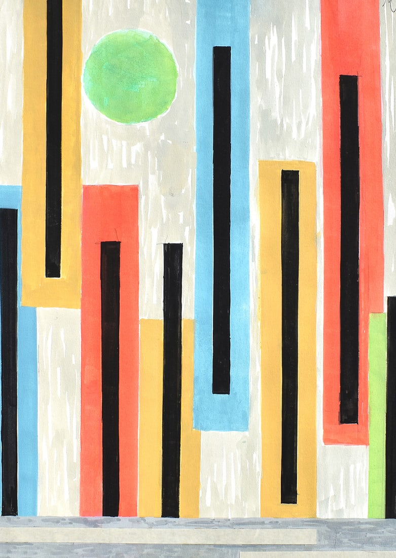Mathis Original Gouache Contrasts Framed Swiss - 3