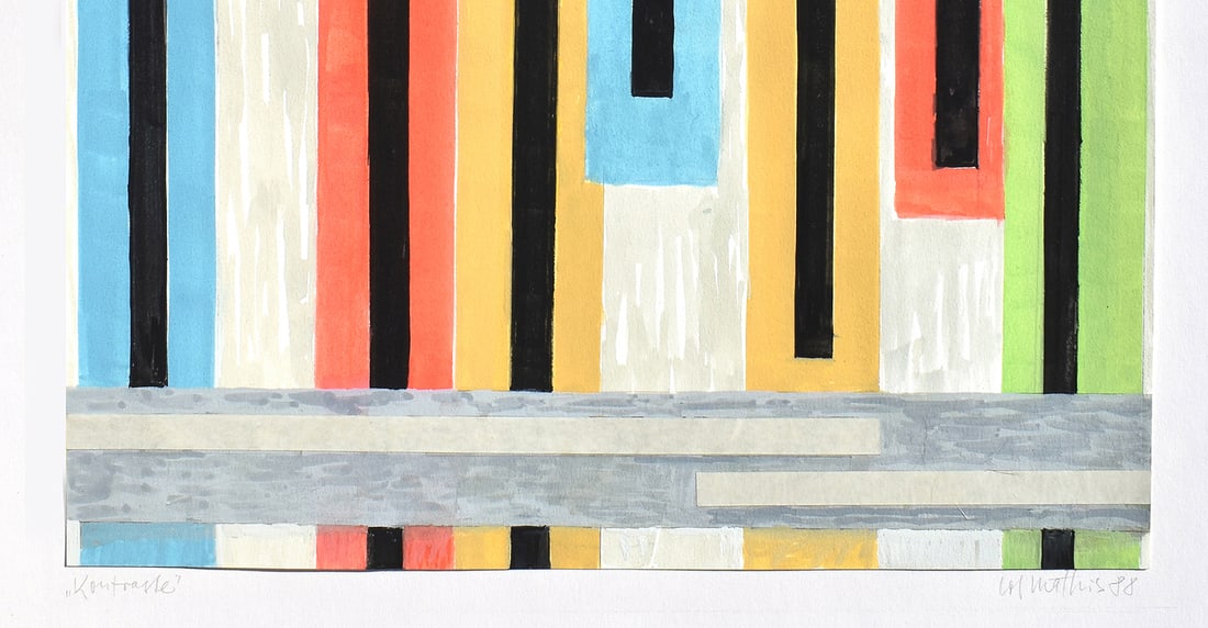 Mathis Original Gouache Contrasts Framed Swiss - 4