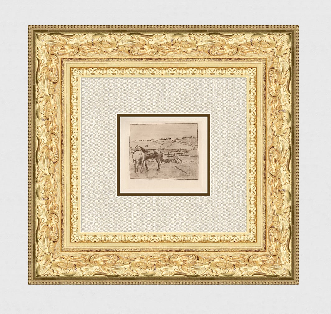 Edgar Degas 1891/92 Etching Horses in the Meadow Limted Framed: Edgar Degas ( 1834 - 1917). Chevaux dans la Prairie (Horses in the Meadow) (Delteil 66; Adhemar 57 ), 1891-2. Soft ground etching, aquatint and drypoint on laid paper from the the deluxe bound book ed