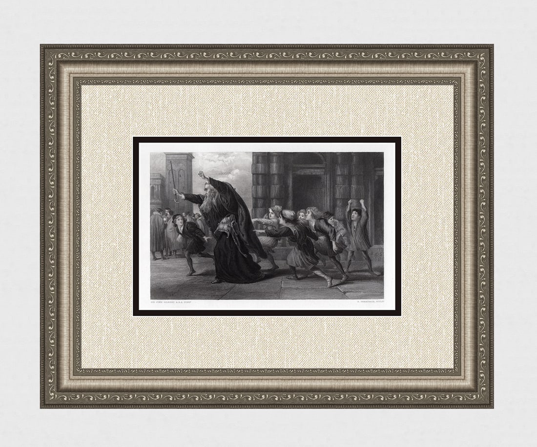1800s Gilbert Stuart Newton Engraving Shylock after the Trial Signed (1 of 4)