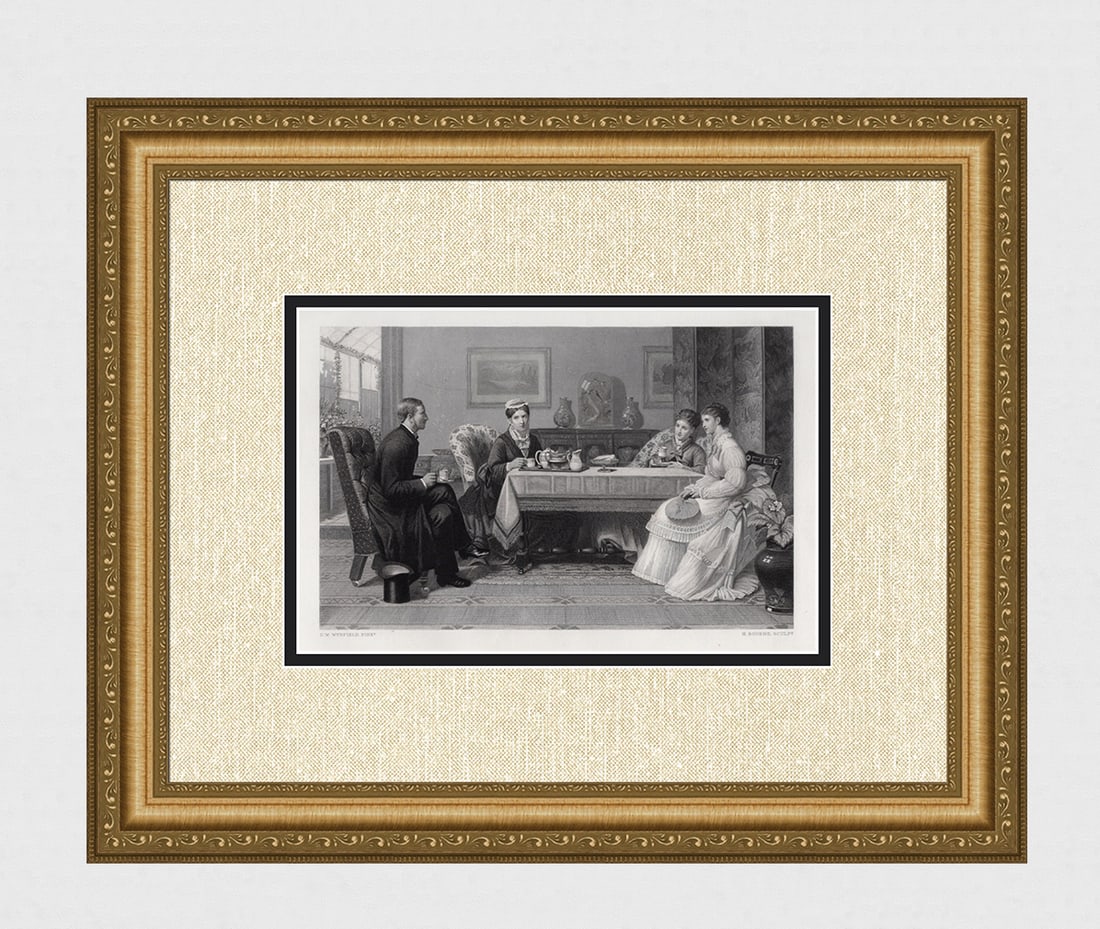 1800s David Wilkie Wynfield Engraving "The New Curate" Framed Signed (1 of 4)