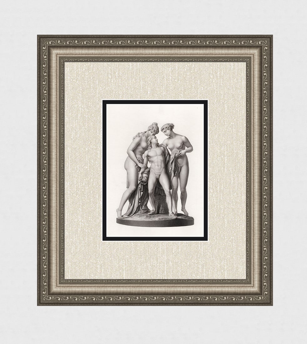1800s John GIBSON Antique Engraving Hylas Abducted by the Water Nymphs FRAMED: John Gibson (Welsh, 1790 - 1866).Hylas and the Nymphs. Antique engraving on wove paper after the original by master engraver William Callis Roffe (British, 1817-1902). Year: 1854 . Image size 5 3/4 x 