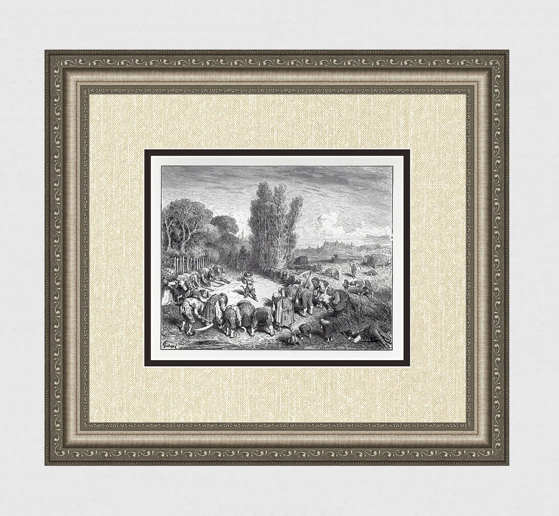 Gustave Dore Puss in Boots 1880 Wood Engraving Signed: Gustave Dore. Puss in Boots. Antique Wood Engraving on thick wove paper after the original by master wood engraver Jean Delduc (French, died 1885). 1880. Signed in the plate. Image size 7 5/8 x 9 5/8 