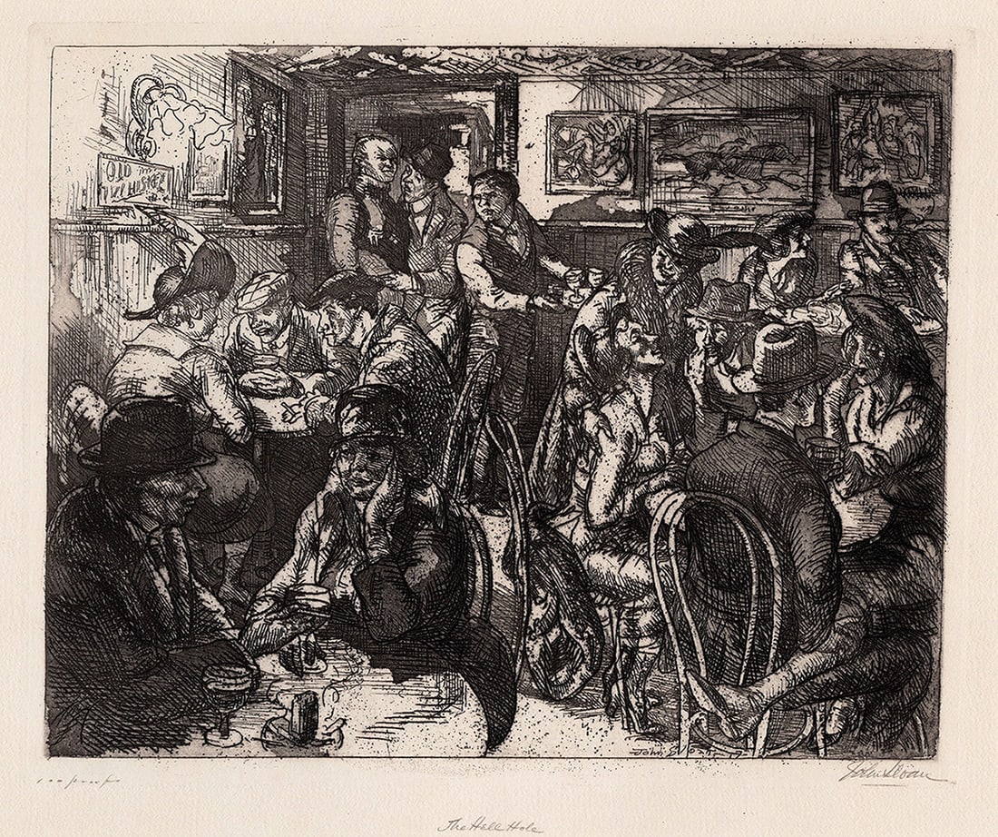 John Sloan Original Etching Hell Hole Signed Numbered - 2