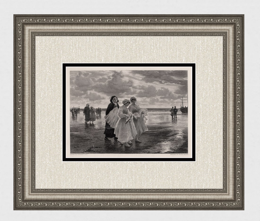 FRAMED 1800s Philip Richard Morris Engraving First Communion SIGNED: Philip Richard Morris ARA (English 1836 - 22 April 1902). Returning from First Communion. Antique engraving on wove paper after the original oil on canvas by master engraver Thomas Brown (British, c. 