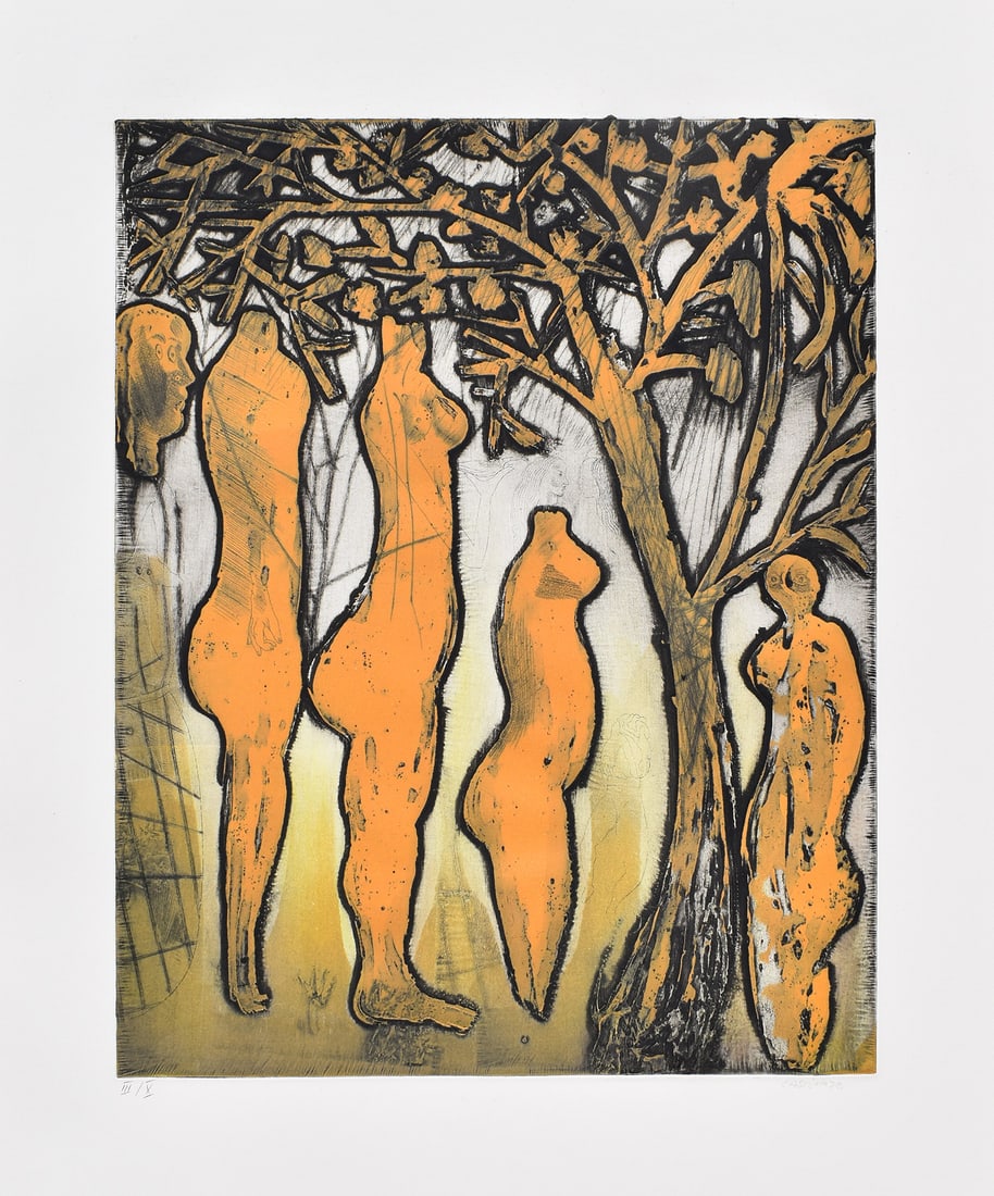 Jorge CASTILLO Surrealistic Aquatint Etching Tree of Life Hand Signed: Jorge Jose Castillo Casalderrey (Spanish, b. 1933). Unexpected Love (Gasel von der Unvermuteten Liebe). Original aquatint etching Arches?paper. Hand signed lower right and numbered left III/X. Publish