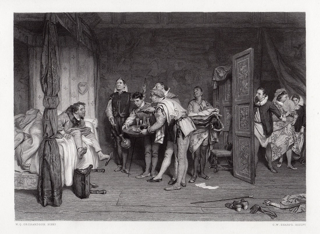 Sir William Quiller Orchardson Christopher Sly, Taming of the Shrew 1867 engraving (1 of 3)