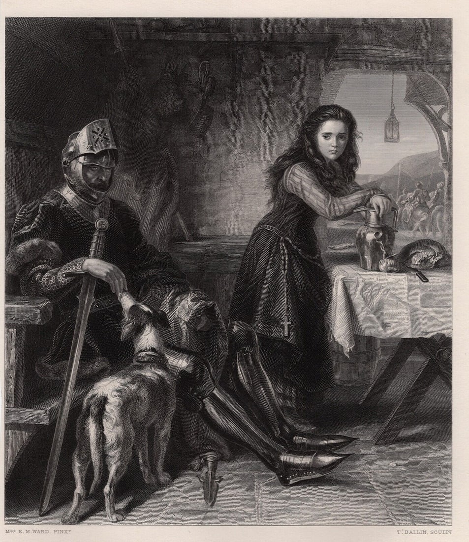 HENRIETTA MARY ADA WARD 1800s Engraving THE MAID OF ORLEANS Signed (1 of 3)