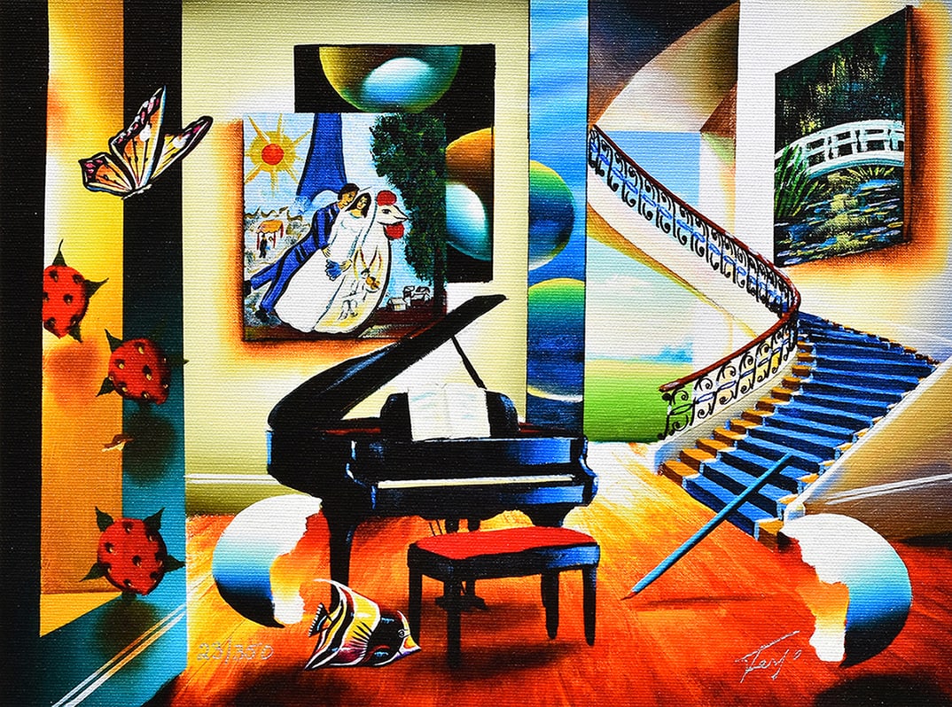 Ferjo Limited edition Giclee on Canvas Love in Paris Signed Numbered (1 of 3)