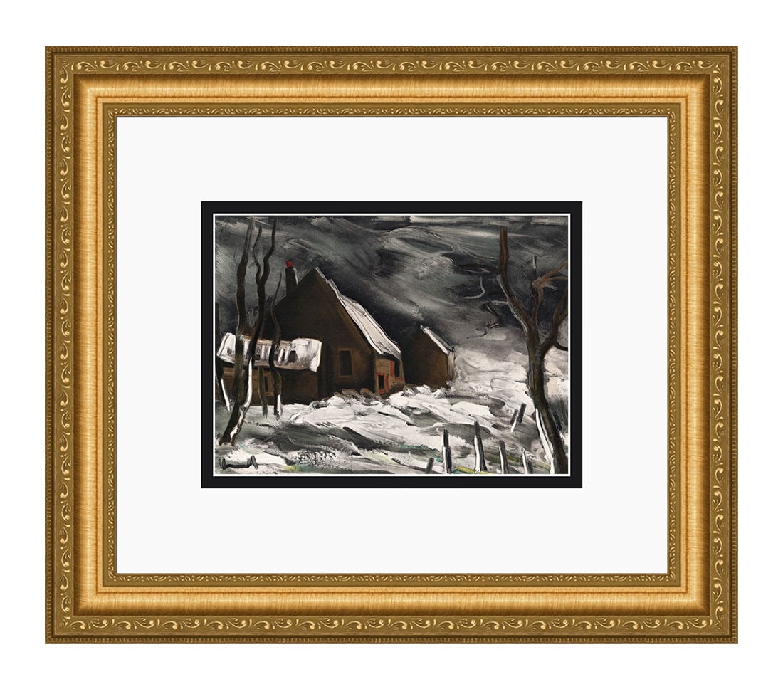 1958 Maurice de Vlaminck La Maladrerie sous la Neige lithograph signed: Maurice de Vlaminck. (1876-1958). La Maladrerie sous la Neige. Color Lithograph on Wove Paper after the Original 1956 Painting. 1958. Signed in the plate. Excellent. Atelier Mourlot. Image Size 6 7/8 