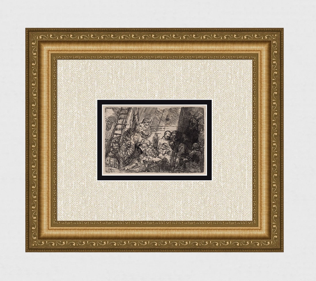 1800s REMBRANDT B47 Etching SIGNED Circumcision Durand: After Rembrandt Harmenszoon Van Rijn (1606-1669). Title: The Circumcision. Medium: Antique hand pulled copper plate etching on laid paper after the original by master etcher Amand Durand (1831 - 1905)
