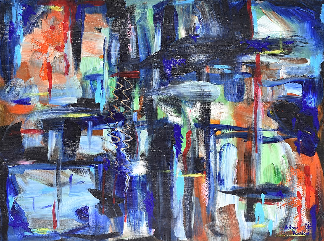 Arthur Kinslow Orginal Painting Windows 30 x 40: Arthur Kinslow ( American, 1955 - ) Windows. Original Acrylic on Canvas.Signed by the artist lower right. Canvas Size 40 x 30 inches. Arthur Kinslow has been involved in art his entire life and believ