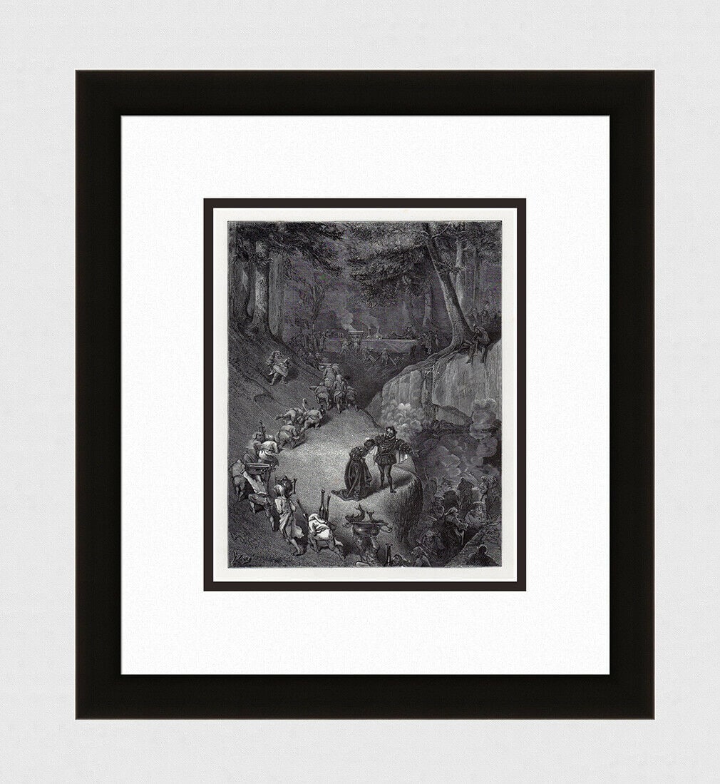 Gustave Dore Riquet with the Tuft (Ricky of the Tuft) 1880 Wood Engraving Signed: Gustave Dore. Riquet with the Tuft (Ricky of the Tuft). Antique Wood Engraving on thick wove paper executed by master wood engraver Adolphe Fran?ois Pannemaker (French, Belgian, 1822 - 1890). 1880. Si