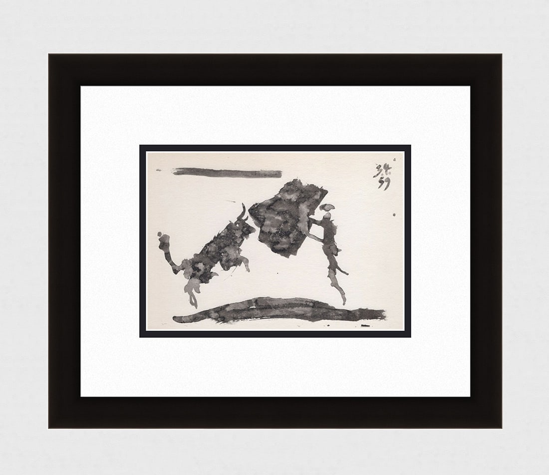 PABLO PICASSO 1961 Vintage Lithograph Matador y Toro Enojado FRAMED (1 of 3)