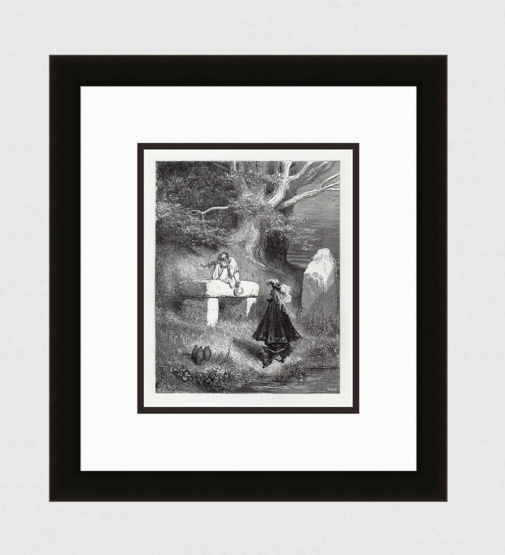 Gustave Dore Donkeyskin 1880 Wood Engraving Signed: Gustave Dore (Paul Gustave Louis Christophe Dore) (French, 1832-1883). Donkeyskin. Antique Wood Engraving on thick wove paper executed by master wood engraver Ernest Boetzel (French, born in 1830). 18
