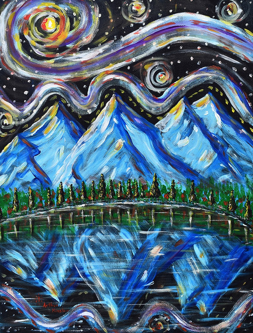 Arthur Kinslow Original Painting Galaxy of Stars VI 30 x 40 Inches: Arthur Kinslow ( American, 1955 - ) Galaxy of Stars VI. Original Acrylic on Canvas.Signed by the artist lower center. Canvas Size 30 x 40 inches. Arthur Kinslow has been involved in art his entire lif