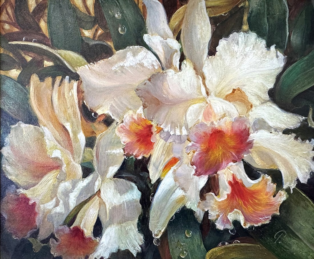 Elizabeth Pena Original Oil Painting Floral III 20 x 16 Inches: Elizabeth Pena. Floral III. Original oil painting on canvas. Signed by the artist, lower right. Canvas Size 20 x 16 inches. Born in Lima, Peru, Elizabeth Pena is one of those rare natural talents that