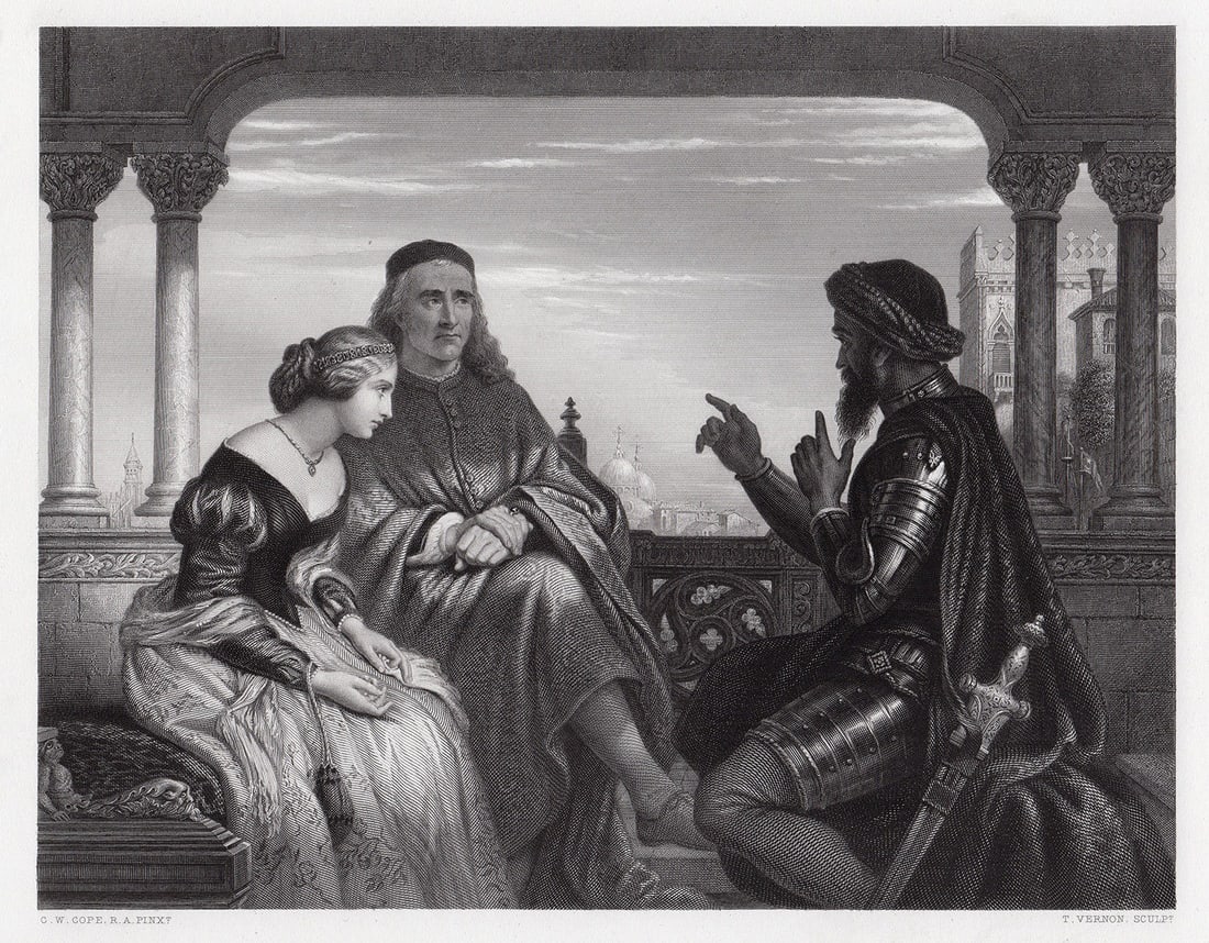 Charles West Cope 1872 engraving Othello Relating his Adventures signed (1 of 3)