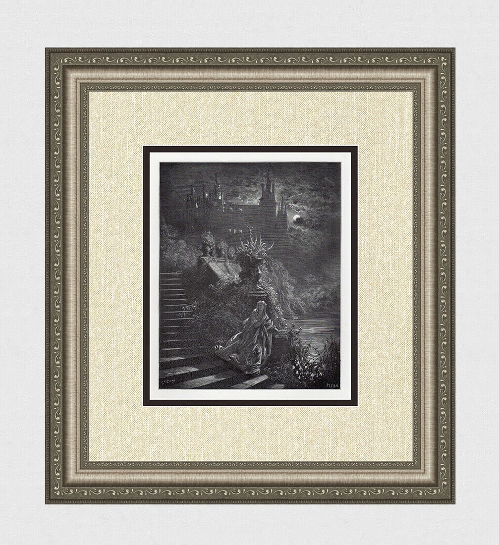 Gustave Dore Donkeyskin V 1880 Wood Engraving Signed: Gustave Dore. Donkeyskin V. Antique Wood Engraving on thick wove paper after the original by master wood engraver Heliodore Pisan (French, 1822 - 1890). 1880. Signed in the plate. Image size 7 5/8 x 9