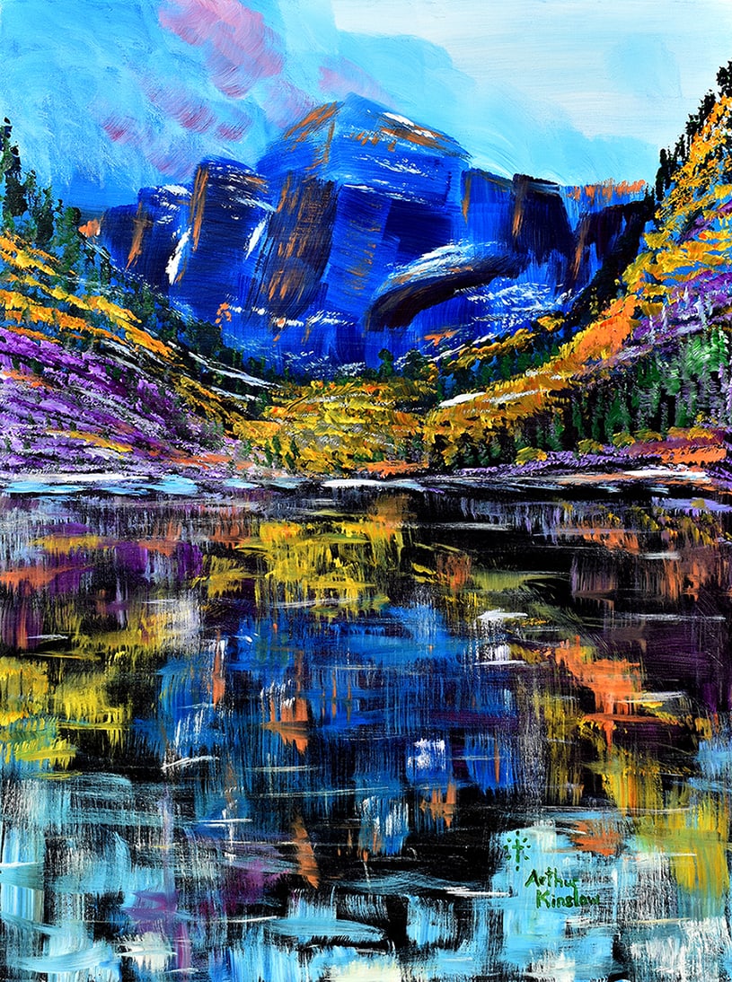 Arthur Kinslow Orginal Painting Tranquility 30 x 40 Inches: Arthur Kinslow ( American, 1955 - ) Tranquility. Original Acrylic on Canvas.Signed by the artist lower right. Canvas Size 30 x 40 inches. Arthur Kinslow has been involved in art his entire life and be