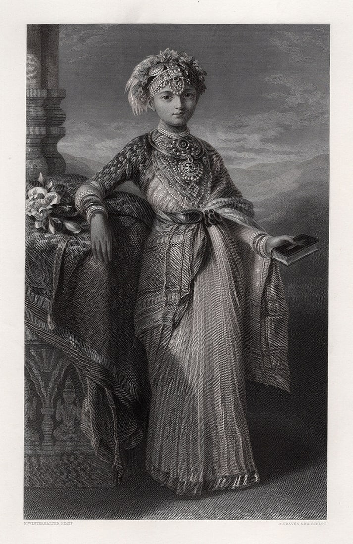 1800s Franz WINTERHALTER SIGNED Engraving Princess Victoria Gouramma FRAMED (1 of 3)