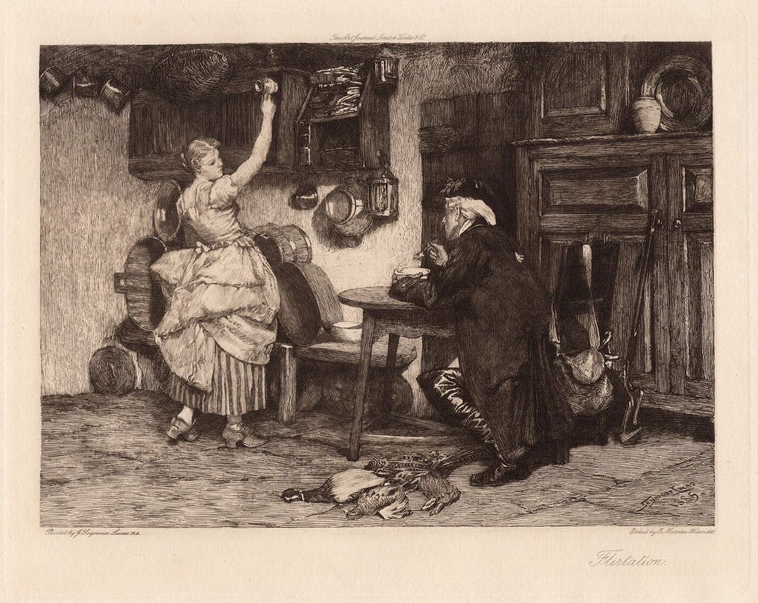 John Seymour Lucas RA Flirtation 1908 etching (1 of 3)