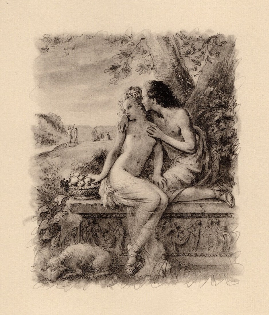 Original 1947 Paul-Emile Becat Nude Limited Lithograph The Spark Framed: Paul-emile Becat (French, 1885 - 1960). Second Kiss, The Spark I (L'etincelle, Deuxi?me Baiser I). Original lithograph on Chiffon Renage paper. Year: 1947. Numbered limited edition. This is one of 254