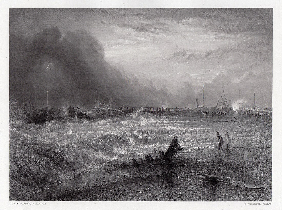 Joseph Mallord William Turner 1863 Engraving Yarmouth signed (1 of 3)