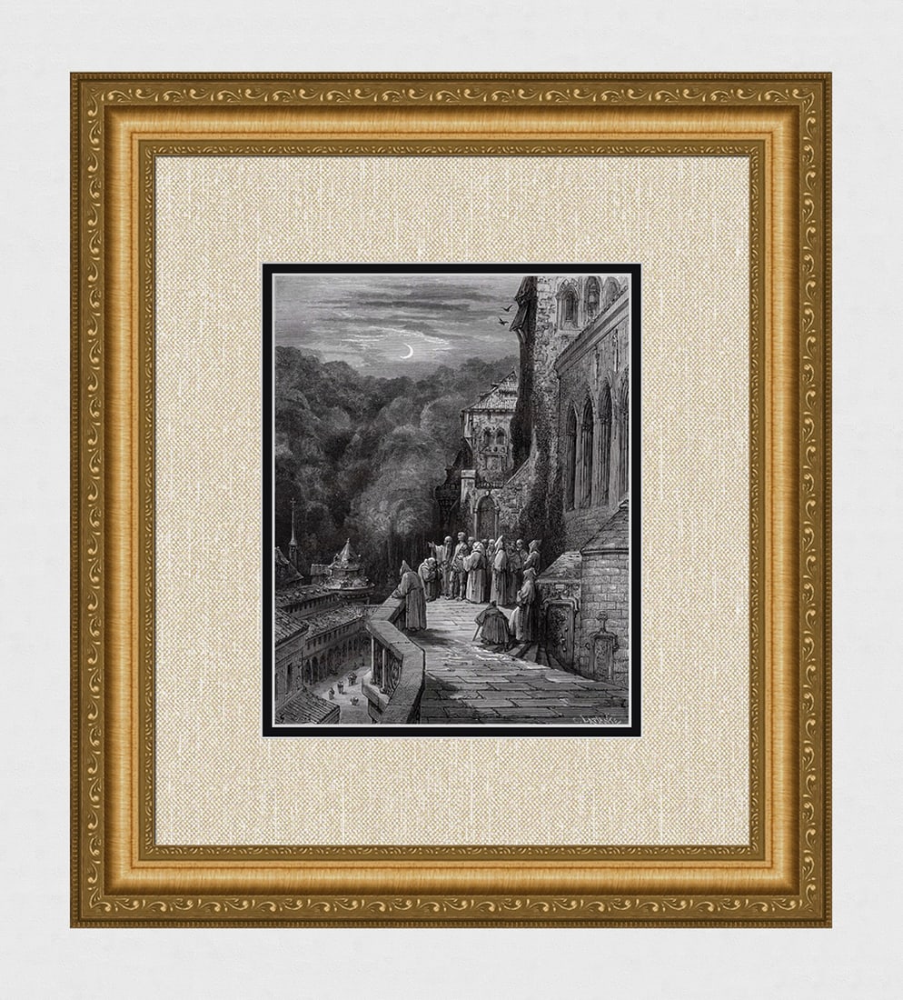 Gustave DORE SIGNED 1800s Woodcut Rinaldo Hears of Adventure FRAMED (1 of 3)