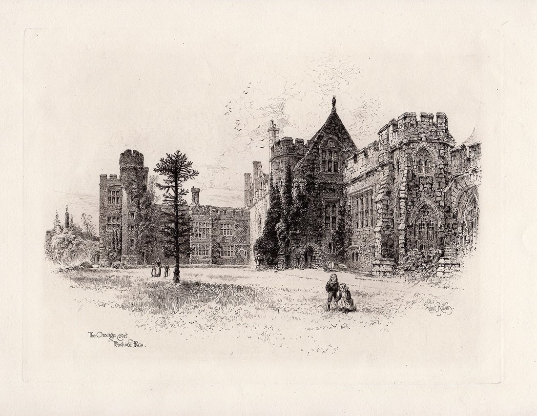 Herbert Railton Penshurst Place: The Orange Court 1886 etching (1 of 2)