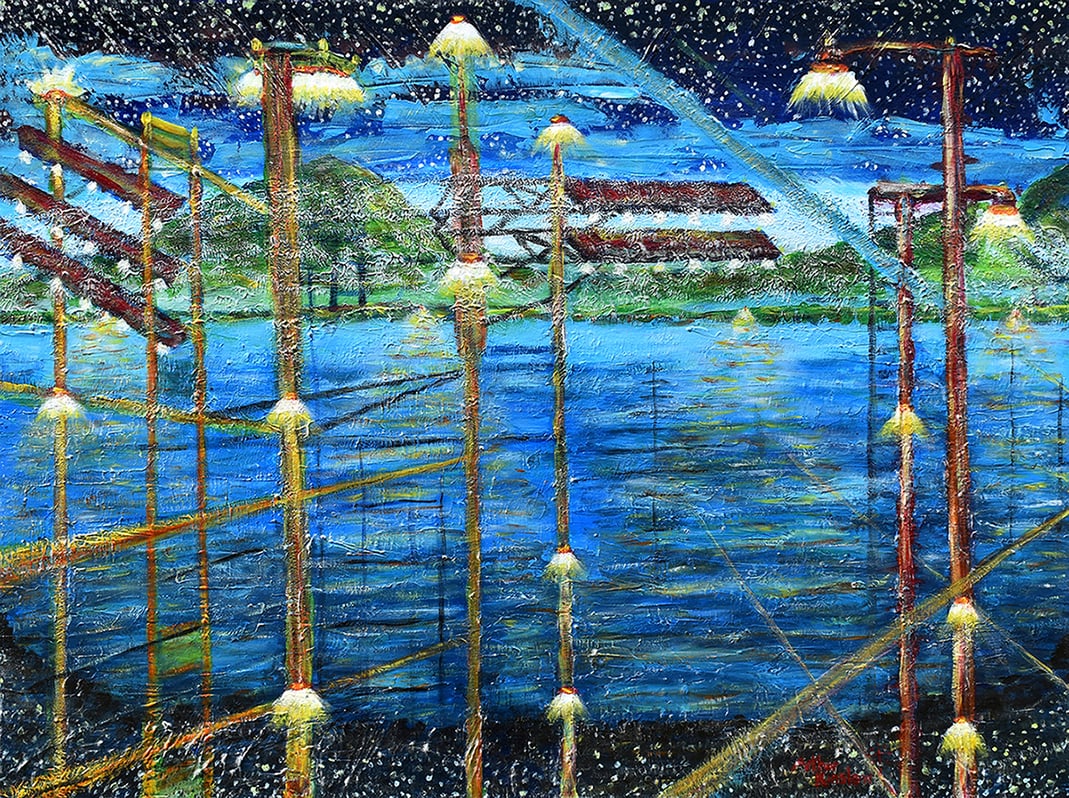 Arthur Kinslow Orginal Abstract Painting Post-Apocalyptic II 30 x 40: Arthur Kinslow ( American, 1955 - ). Post-Apocalyptic II. Original Acrylic on Canvas. Signed by the artist. Canvas Size 40 x 30 inches. Arthur Kinslow has been involved in art his entire life and beli