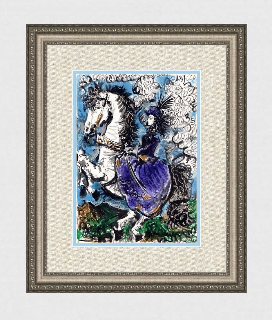 1961 PABLO PICASSO Color "Woman in Purple on White Horse" Lithograph FRAMED (1 of 3)