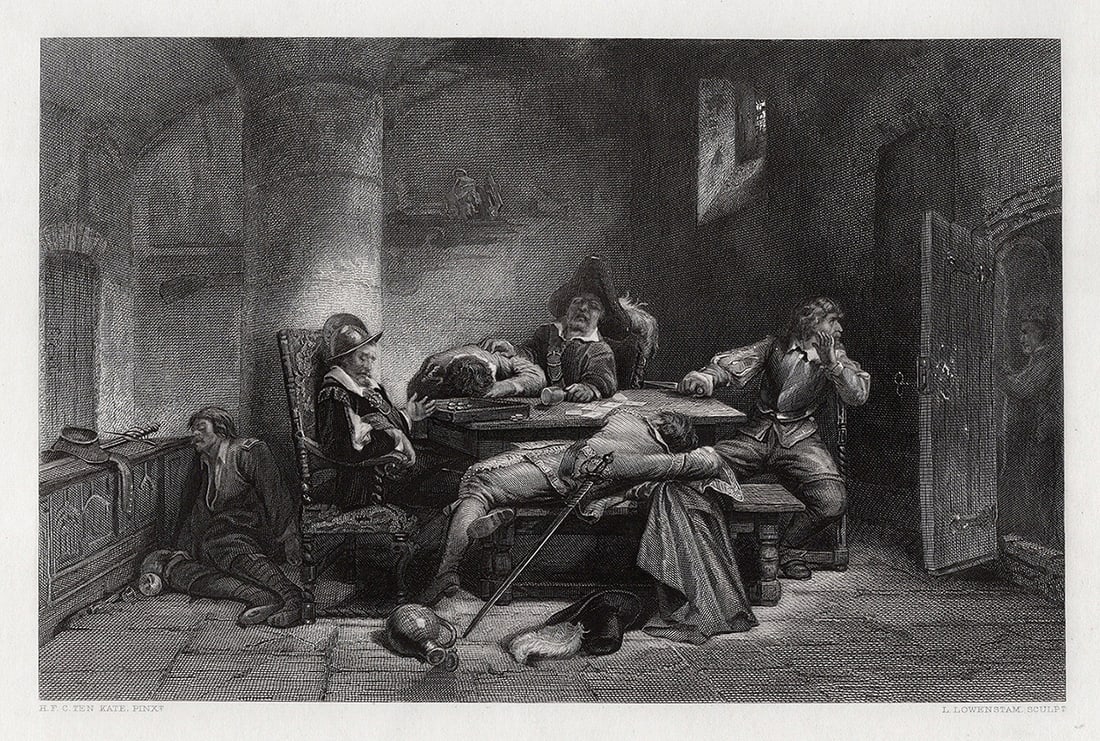 FRAMED Herman Frederik Carel Ten Kate 1800s Engraving The Traitor SIGNED: Herman Frederik Carel Ten Kate (Herman Frederik Carel, or Herman ten Kate, the Elder) (Dutch, 1822-1891). The Traitor. Antique engraving on wove paper after the original by master engraver Leopold L?w