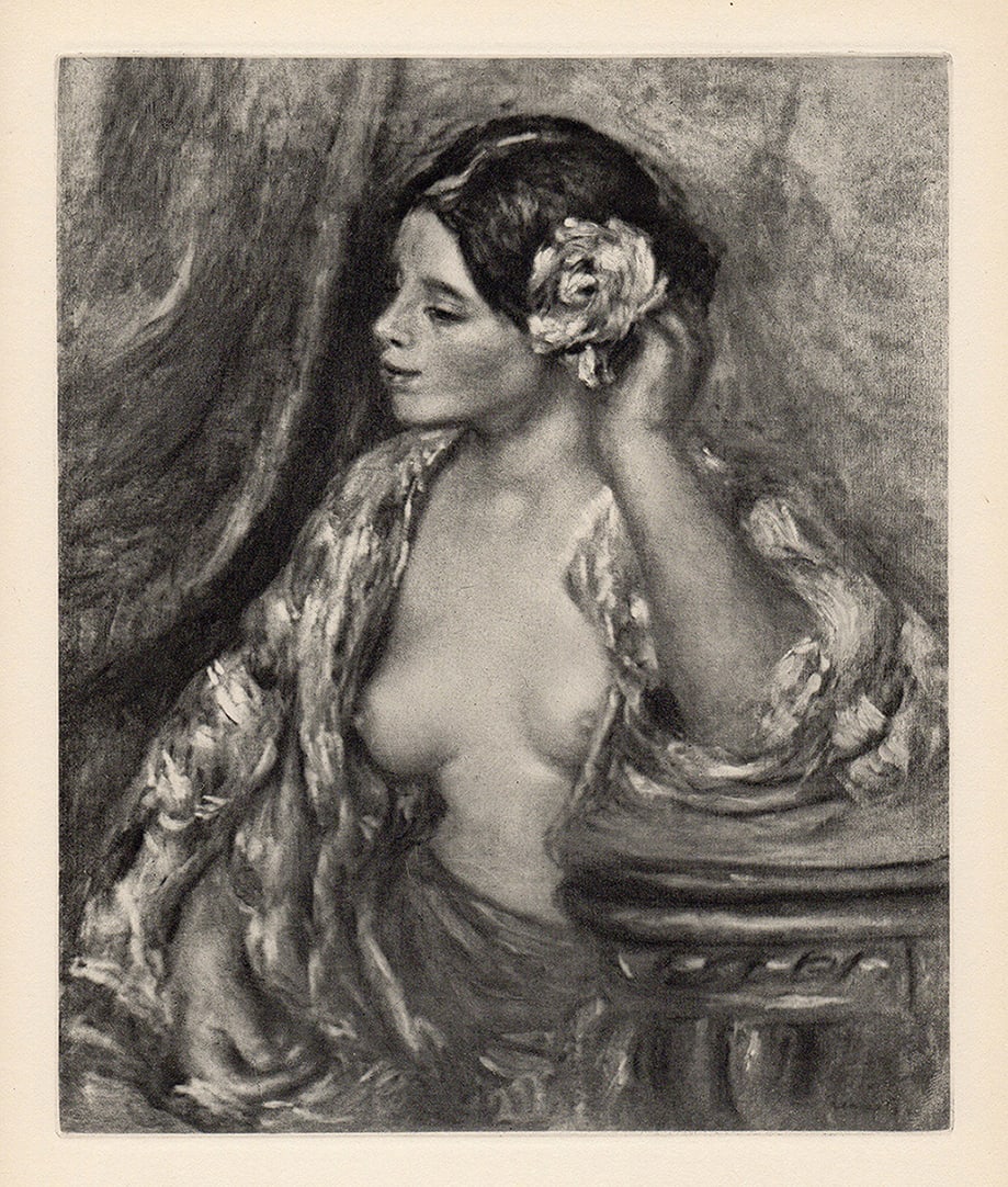 1919 Pierre Auguste RENOIR Engraving "Femme a sa Coiffure" FRAMED (1 of 2)