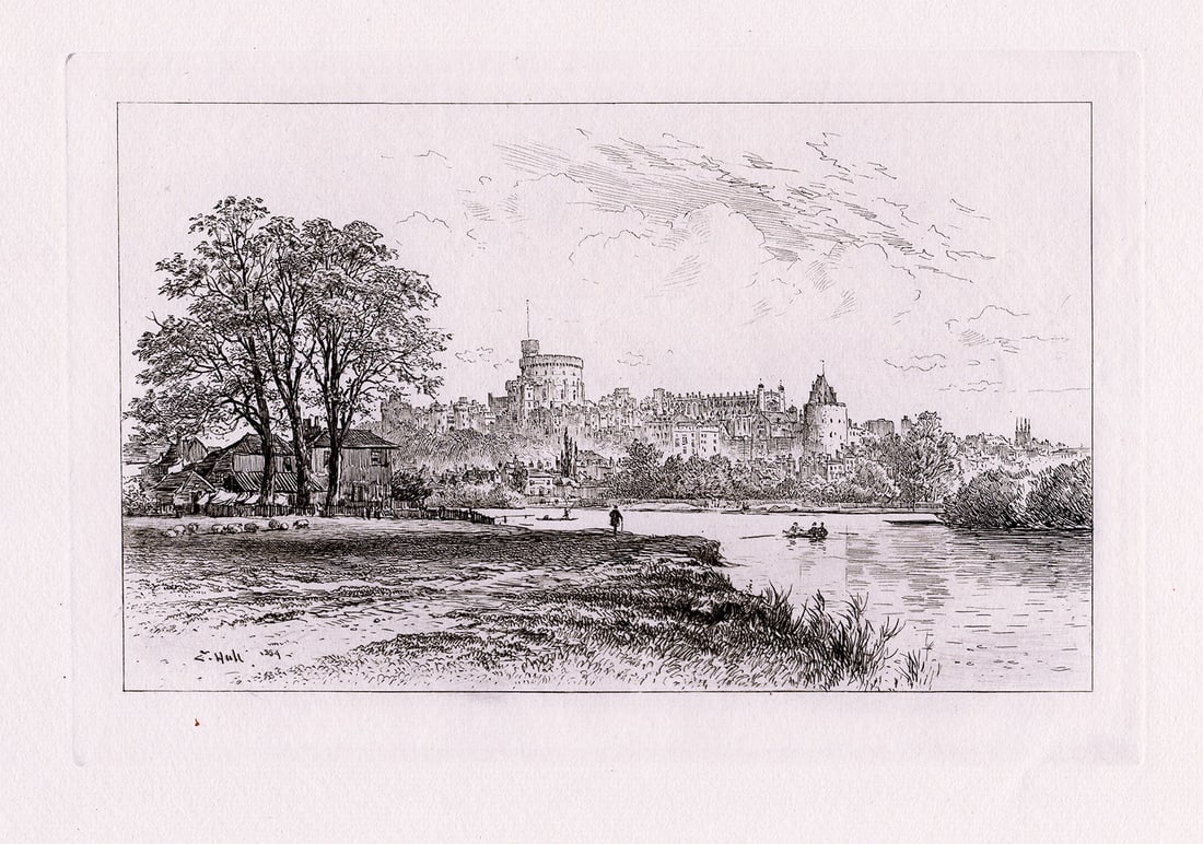 Edward Hull Windsor Castle from the Brocas 1885 etching (1 of 2)