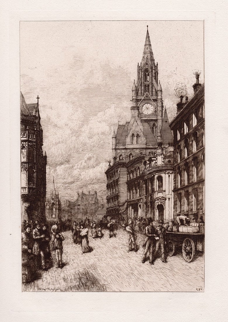 Thomas Riley Town Hall Manchester etching signed (1 of 3)