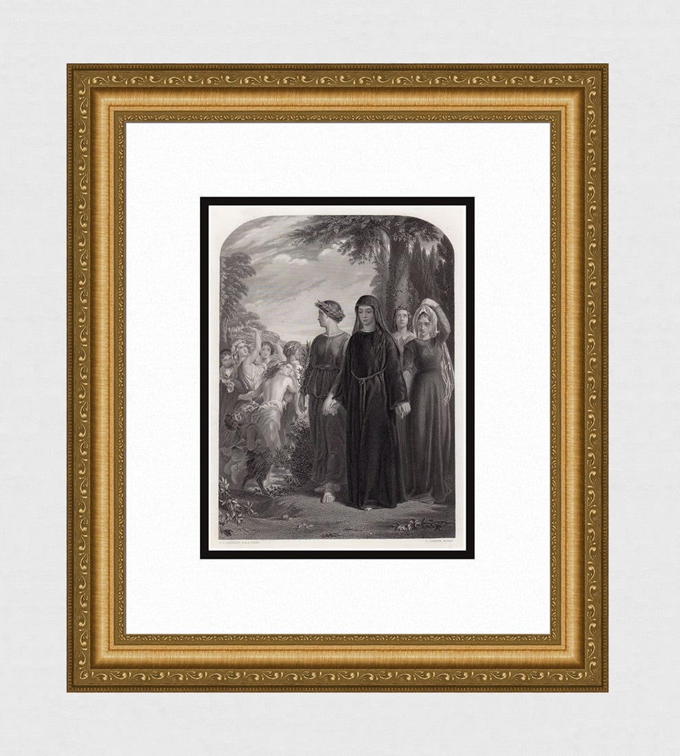 Grand 1800s John Callcott Horsley Engraving THE MELANCHOLY MAN Framed SIGNED (1 of 4)