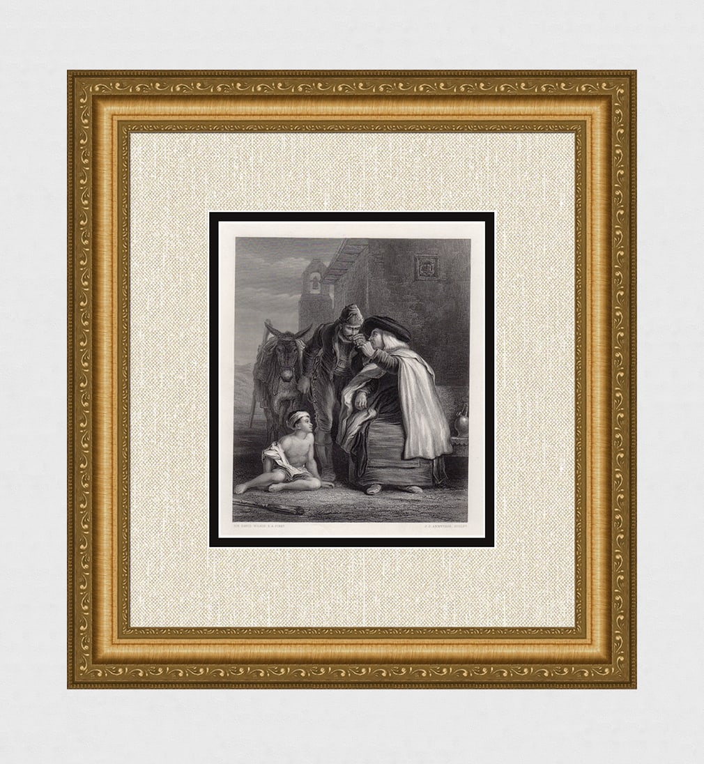 David WILKIE 1800s Engraving "The Departure of the Guerilla" SIGNED Framed COA (1 of 4)