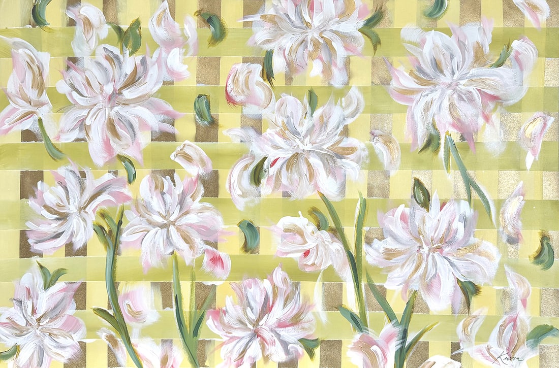 Kierra Maillette Original Painting Rose Garden Party 36 x 24 inches: Kierra Maillette (1997 - ). Rose Garden Party. Original Acrylic painting on canvas. Signed lower right. Canvas Size 36 x 24 inches. Kierra Maillette (1997 - ), born in Chicago, IL, has had a passion
