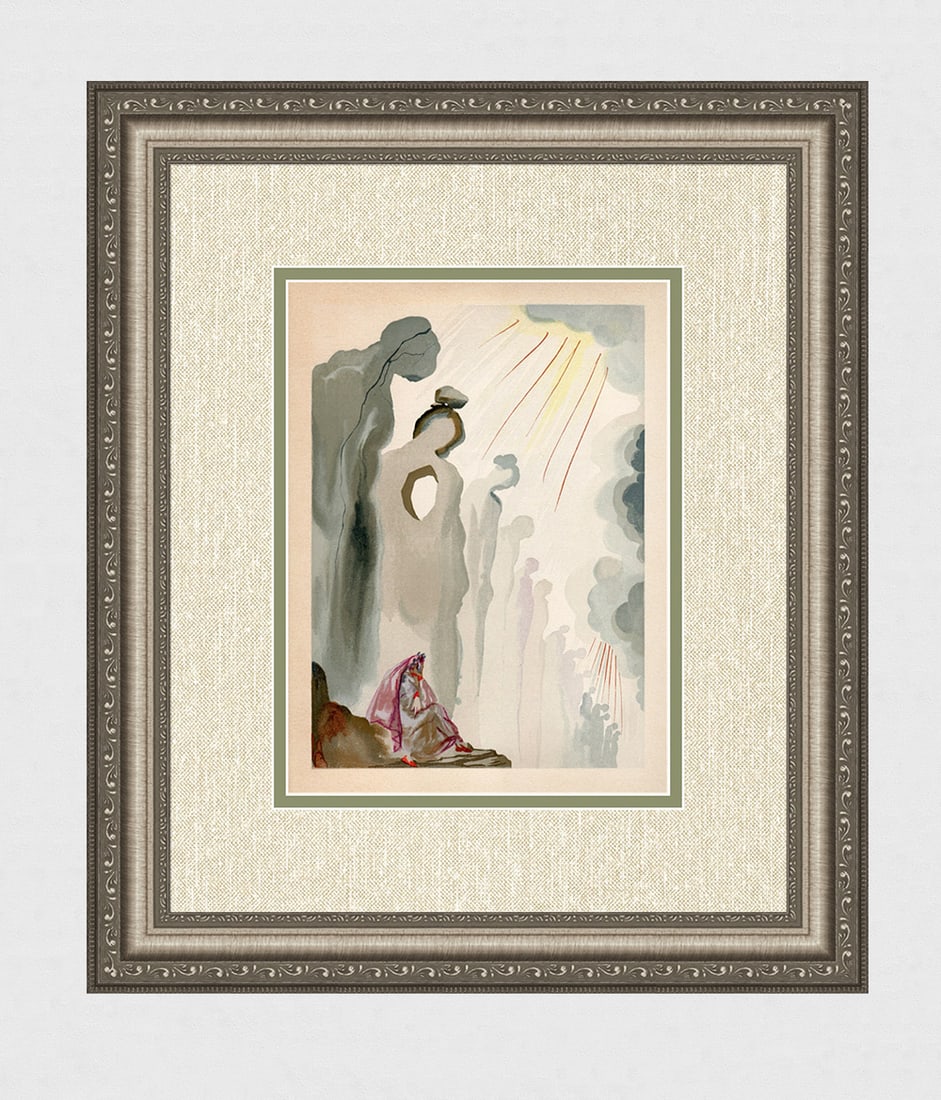 1960 Salvador Dali Second Terrace Authentic Woodcut: Salvador Dali. (1904-1989). "The Second Terrace" Purgatory Canto 13. Authentic Original Color Woodcut from The Divine Comedy Printed in 1960 on B.F.K. Rives Paper ( this is not a reproduction, copy, o