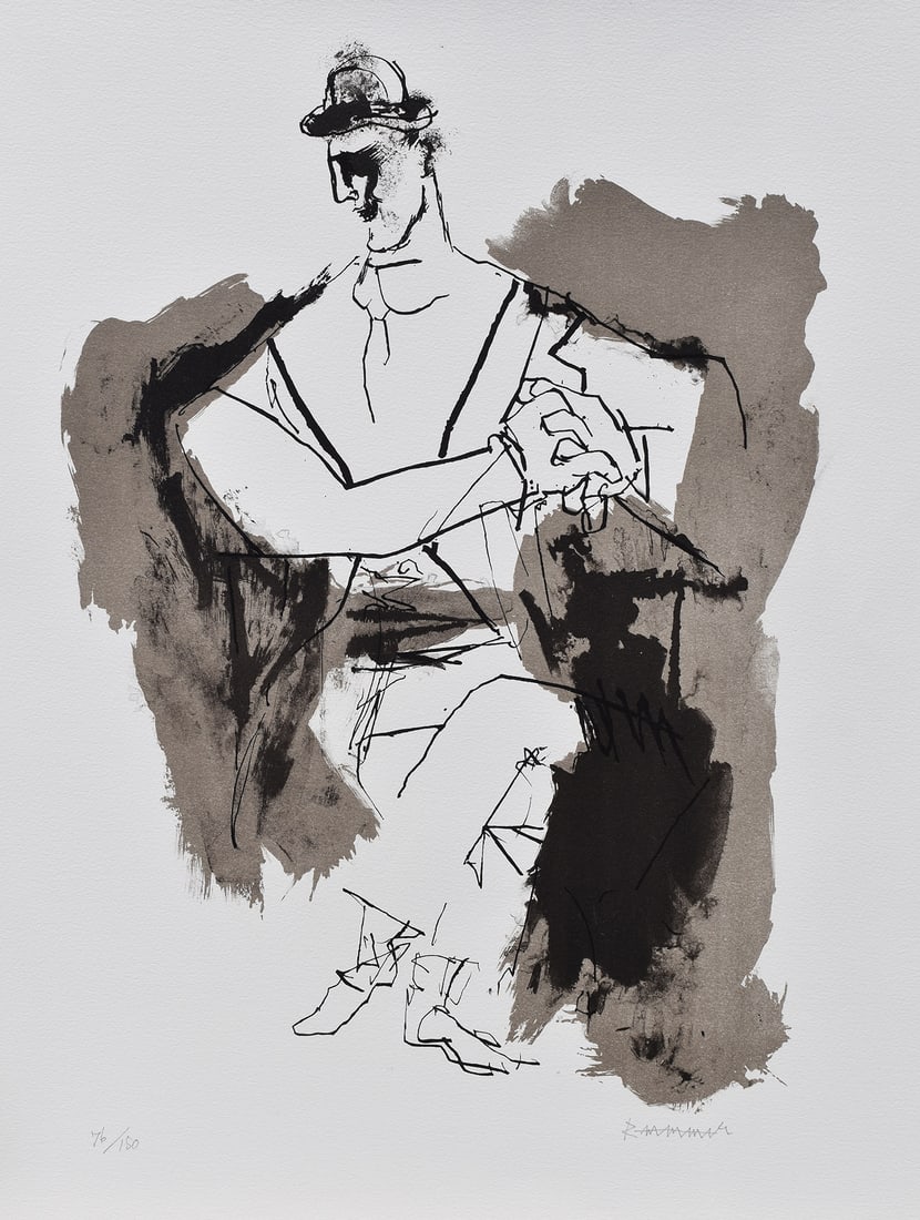 1971 Abraham Rattner Original Lithograph Man with Crossed Hands Hand Signed (1 of 3)