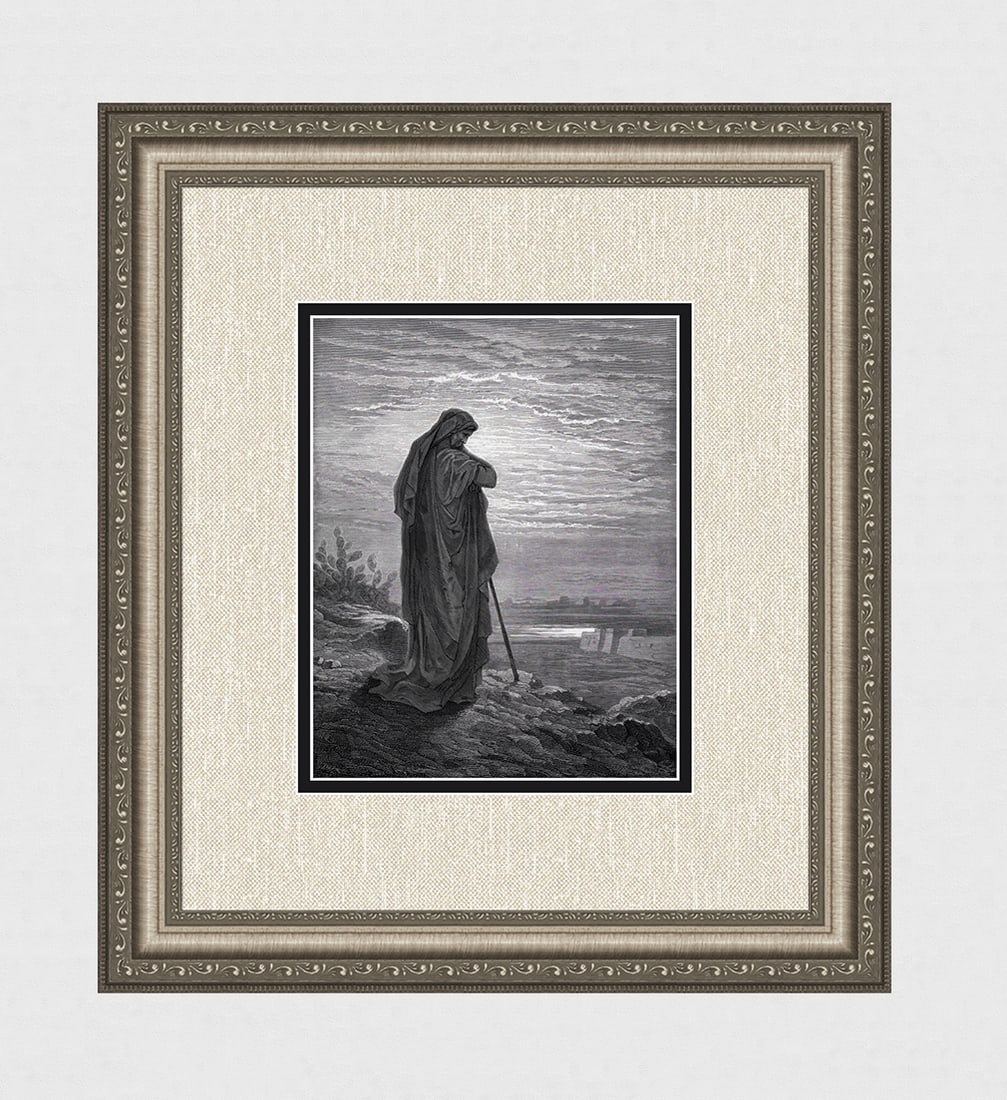 GUSTAVE DORE 1800s Religious Wood Engraving The Prophet Amos SIGNED Framed: Gustave Dore (Paul Gustave Louis Christophe Dore) (French, 1832-1883). Amos (From Dore's Bible). Antique Wood Engraving wove paper after the original by a master wood engraver Francois Auguste Trichon