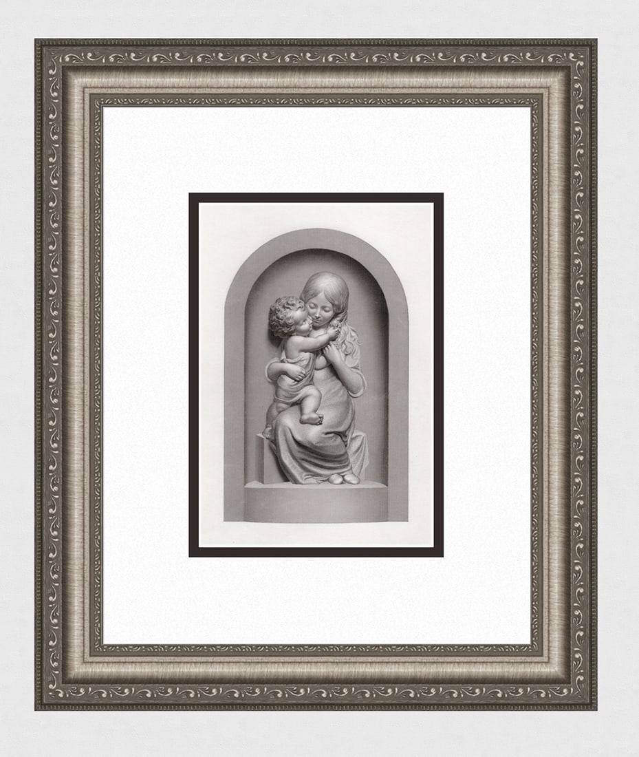1800s Alexander Munro Antique Engraving Sibling Love Framed (1 of 3)