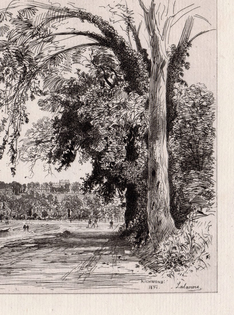 1872 Maxime LalanneThames etching signed - 3