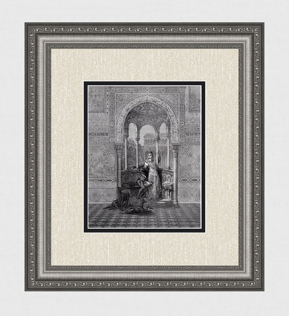 DORE 1800s Woodcut Bradamanters, Ricciardetto & Fiordispina FRAMED Signed (1 of 3)
