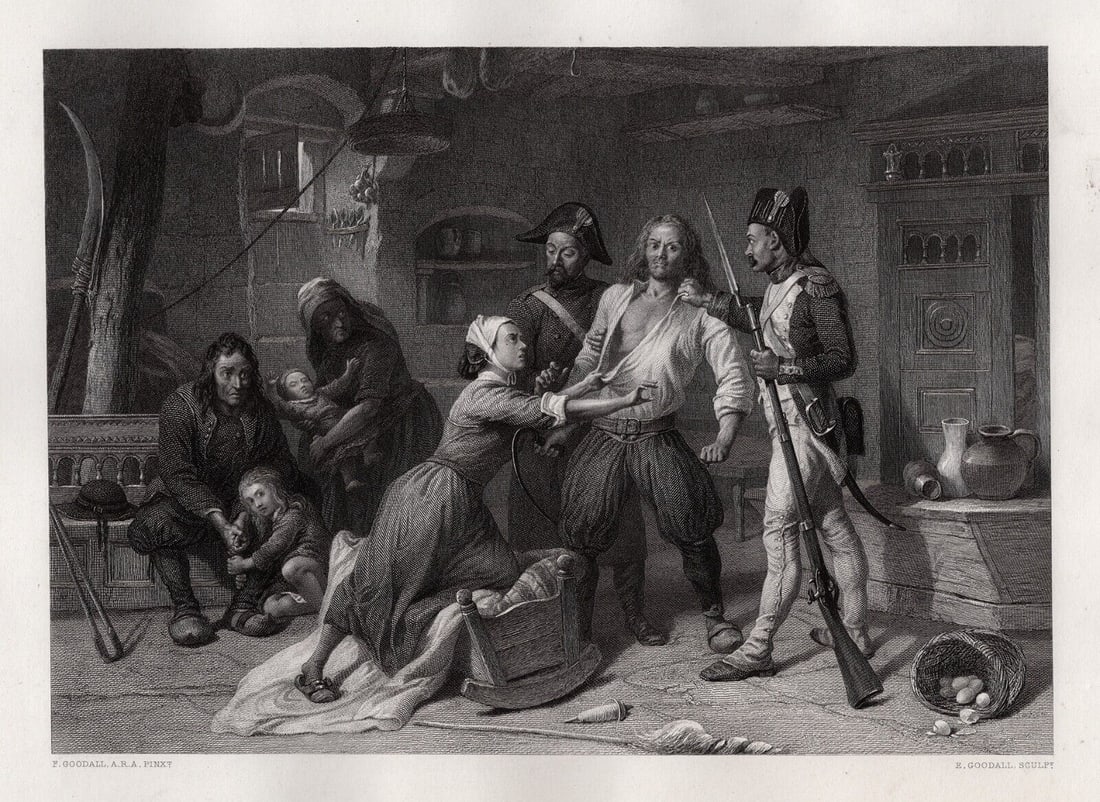 Frederick GOODALL SIGNED Engraving The Arrested Peasant Royalist FRAMED (1 of 3)