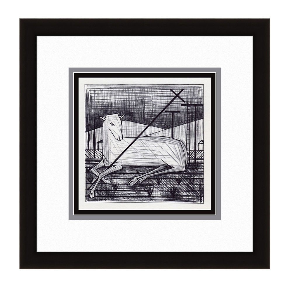 Bernard Buffet Tae Paschal Lamb 1967 lithograph: Bernard Buffet. (1928-1999). Tae Paschal Lamb. Color Lithograph on Wove Paper after the Original. 1967. Excellent. Atelier Mourlot. Image Size 6 x 7 1/4 inches. Approximately 13 x 14 inches . Gallery 